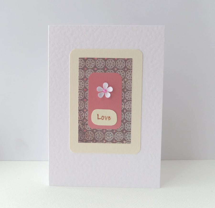 Tiny Flower Love Card - Pink & Mauve