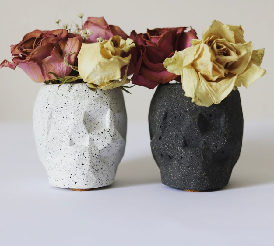 Geometric Skull Pots I Granite I Charcoal I Plant Pot I Pen Pot I Brush Pot I