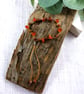 Carnelian and Sard Agate Gemstone Bracelet on Waxed Cotton