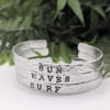Hand Stamped Trio 'Sun, Waves, Surf'  Skinny Cuff Bangles