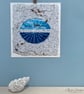 Original Lino Print on Textured Hand Crafted Upcycled Paper - Horizons - Image 2