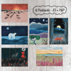  Postcards (6) Fox, Polar Bear, Curlew, Red Riding Hood, Winter Landscape, Sheep