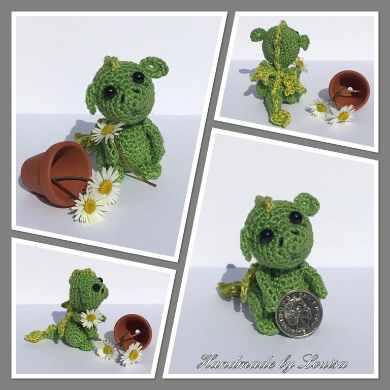 Teeny Dragon, crocheted miniature dragon