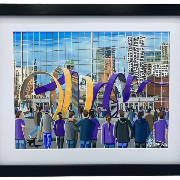 Minnesota Vikings, US Bank Stadium. NFL High Quality Framed Art Print. Approx A4