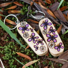 Butterfly Garden. Pyrography key ring.