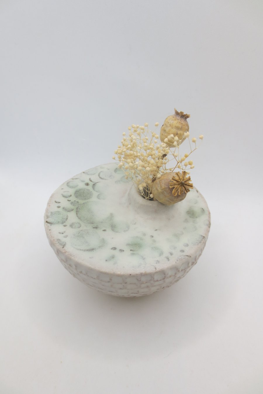 BUD VASE hand-built stoneware pottery textured vase in white