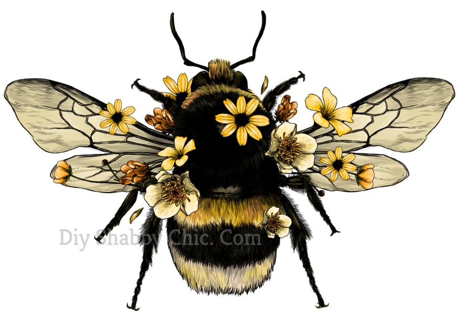 Waterslide Wood Furniture Vintage Image Transfer DIY Shabby Chic Floral Bee