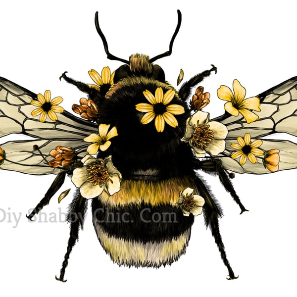 Waterslide Wood Furniture Vintage Image Transfer DIY Shabby Chic Floral Bee