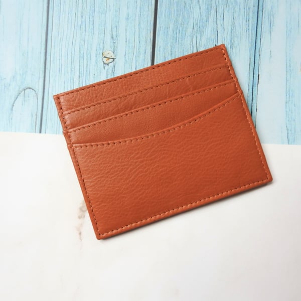 Tan Leather Card Holder, Tan Card Holder, Tan Leather Card Case, Tan Card Case