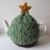Pine needle green knitted Christmas tree tea pot cosie