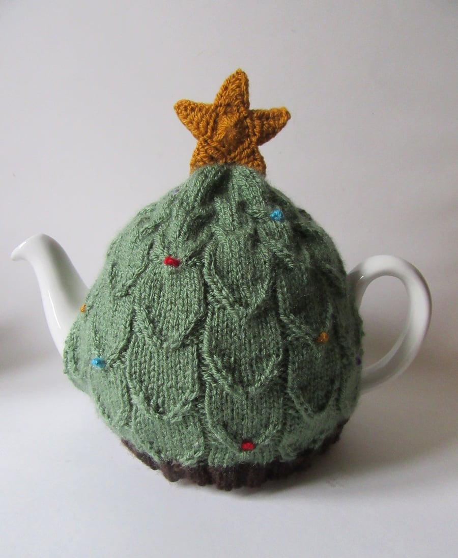 Christmas tree tea cosy tea cosie - pine needle green
