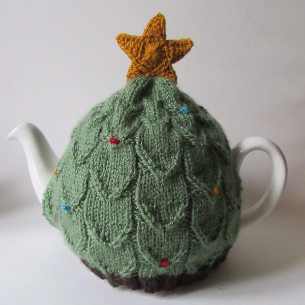 Christmas tree tea cosy tea cosie - pine needle green