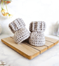 Crochet Baby Beanie and Booties Set in Silver 0-3 Months - Image 10