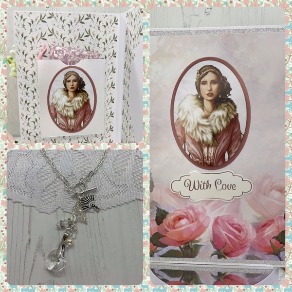 Art Deco Card and Necklace Gift Set PB6