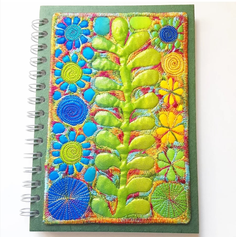 Spiral Bound Sketchbook A5 with Free Machine Embroidery Cover