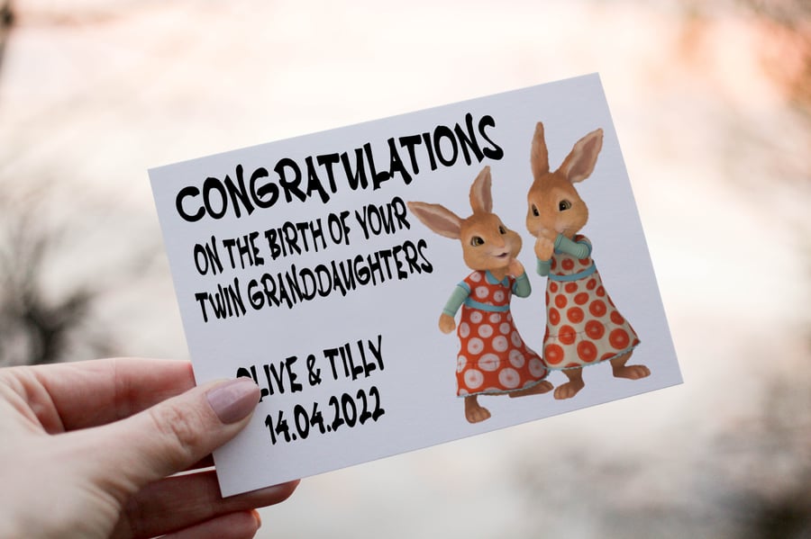 Congratulations On The Birth Of Your Twin Granddaughters Card, Congratulations