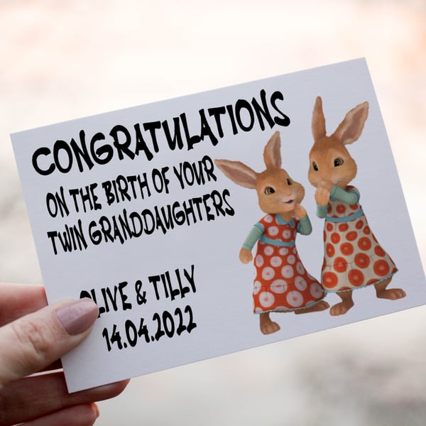 Congratulations On The Birth Of Your Twin Granddaughters Card, Congratulations