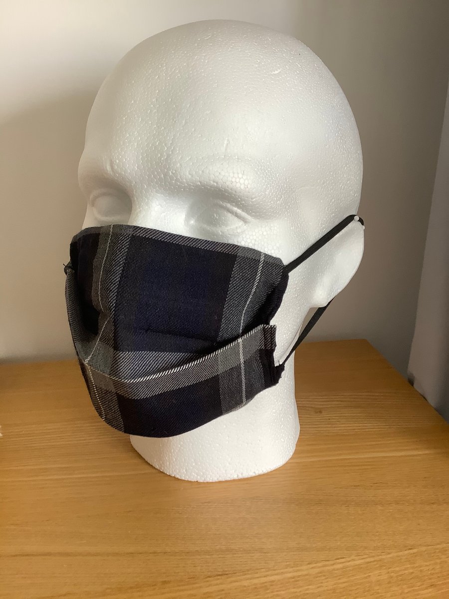 Blue ,Grey Tartan Face mask,Reusable fask mask ,Washable face covering,Free P&P