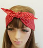 Polka dot cotton self tie hairband, summer headband, hair scarf