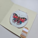 Handmade embroidered patch, sew on patch, embroidered Peacock butterfly patch