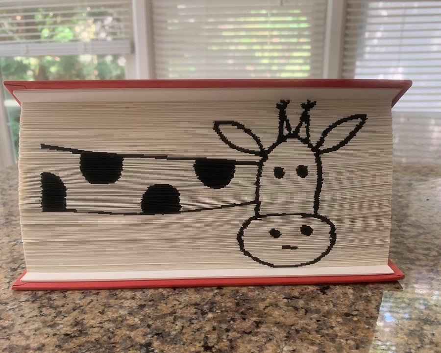 Cute Giraffe Sideways 180 CUT & FOLD Book Folding Pattern - EMAILED PDF PATTERN