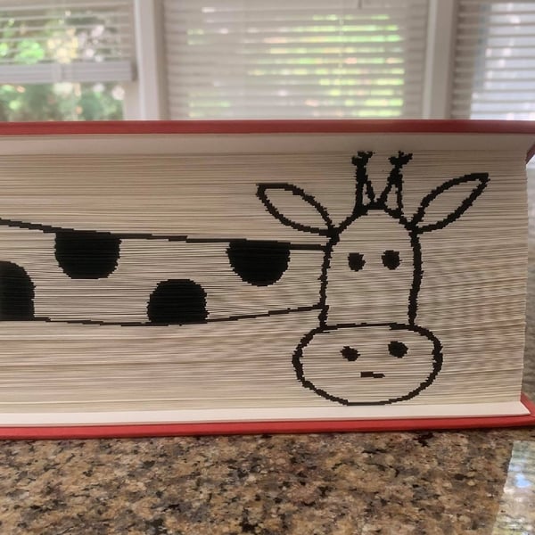 Cute Giraffe Sideways 180 CUT & FOLD Book Folding Pattern - EMAILED PDF PATTERN