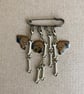 Upcycled Vintage Mini Puppies And Bone Charms Pin - Lapel Pin - Handmade