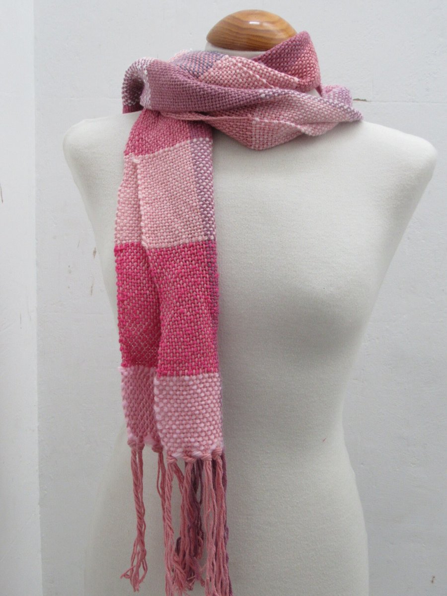 Pink and Purple Handwoven Scrap Scarf