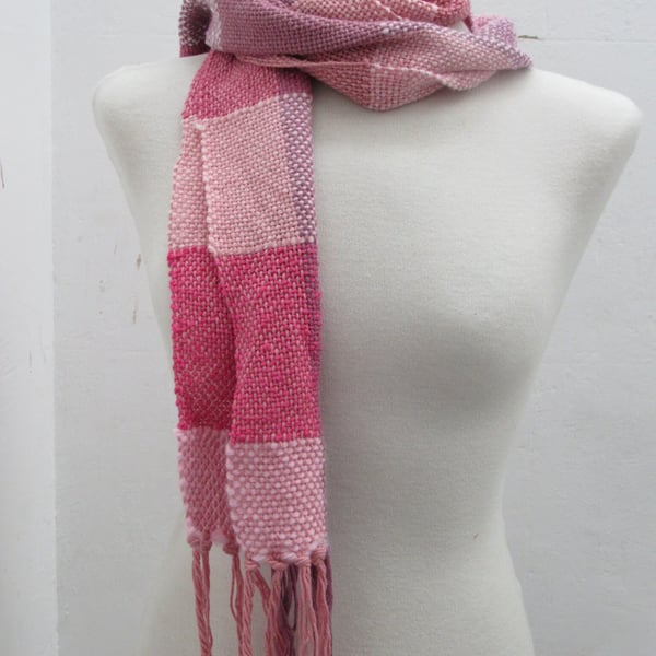 Pink and Purple Handwoven Scrap Scarf