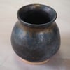 Stoneware pottery vase, antique gold and black effect glaze.