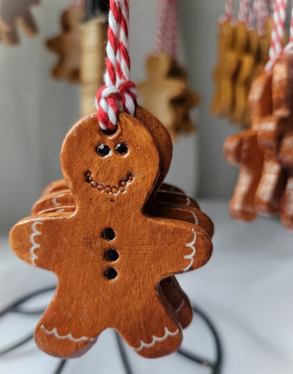 Gingerbread Christmas Ornament – Rustic Tree Decoration, Hand Painted