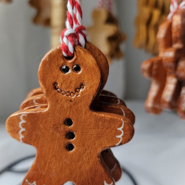 Gingerbread Christmas Ornament – Rustic Tree Decoration, Hand Painted