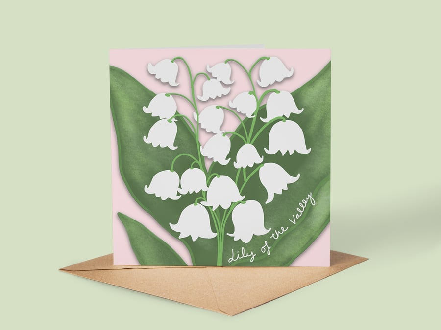 Lily of the Valley Blank Greeting Card, Any occasion card, Flower Card