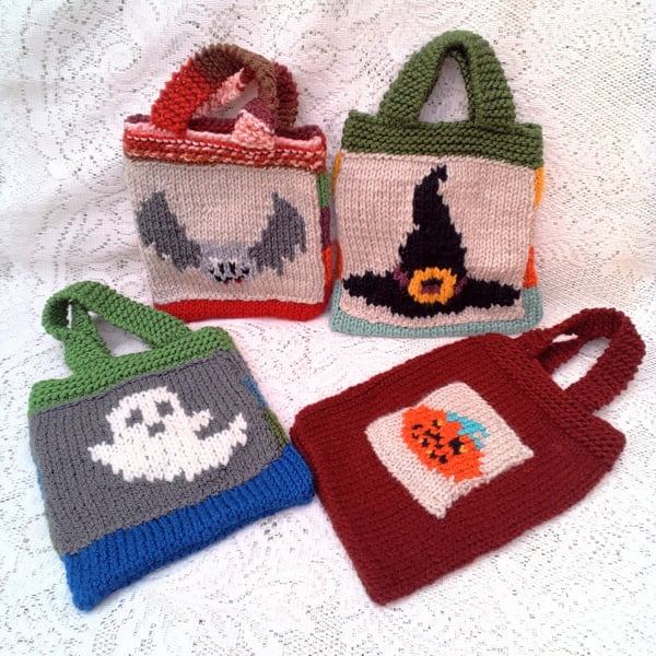 Halloween Trick or Treat Swag Bags, Child's Knitted Bag, Child's Bag, Halloween