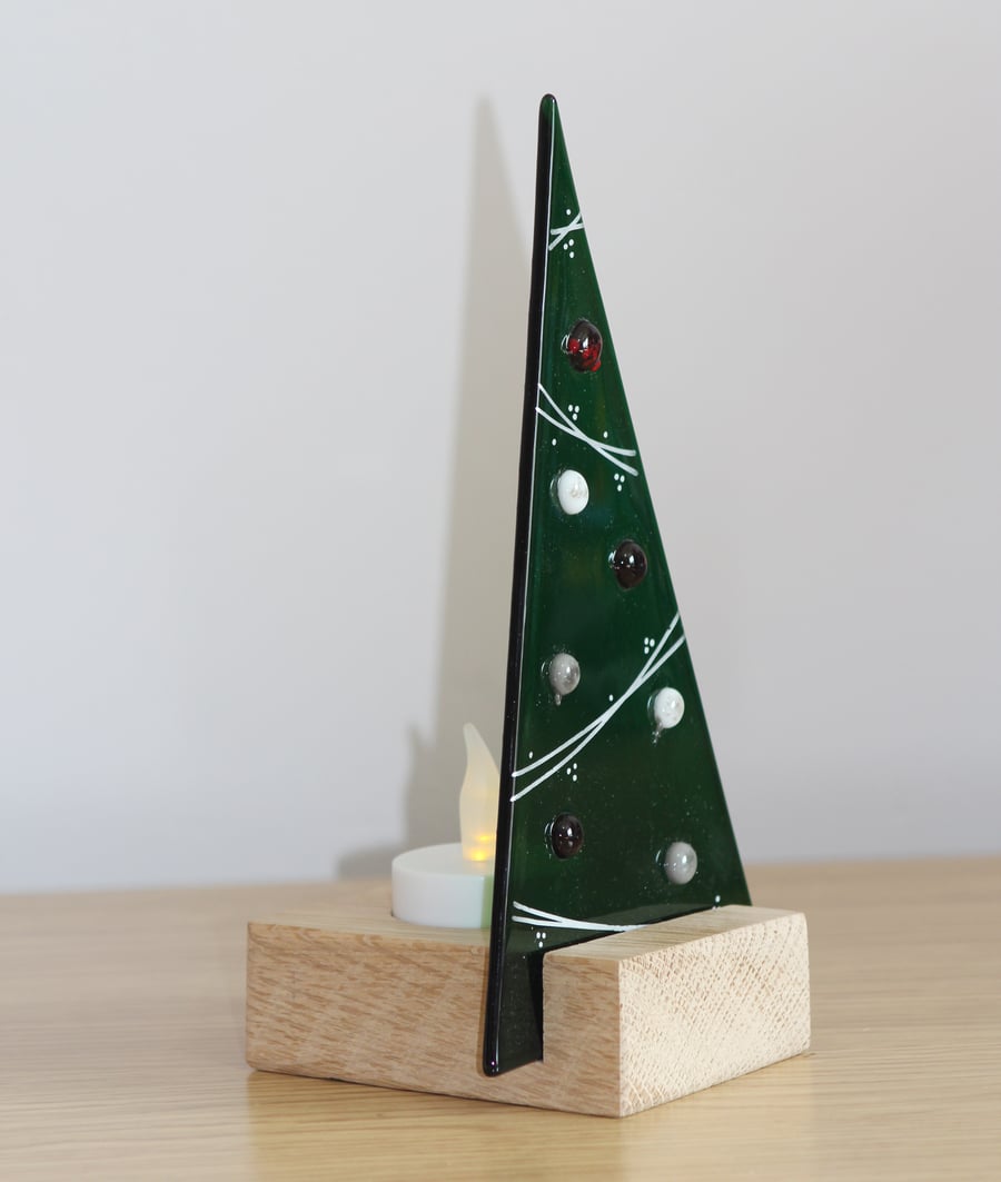 Christmas Tree glass tealight holder