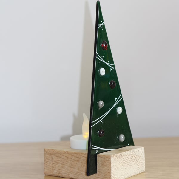 Christmas Tree glass tealight holder
