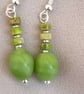 Lime green teardrop bead earing 