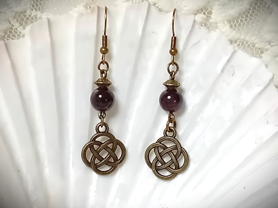 Garnet & Bronze Earrings