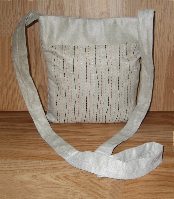 Cross body messenger bag Stone beige. Handmade, unique, one off