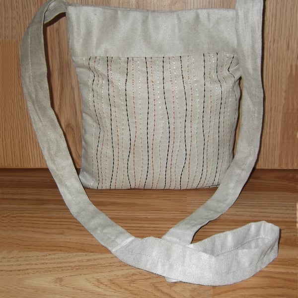 Cross body messenger bag Stone beige. Handmade, unique, one off