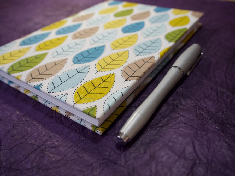 A5 Lined Notebook with leaf cover