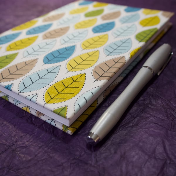 A5 Lined Notebook with leaf cover