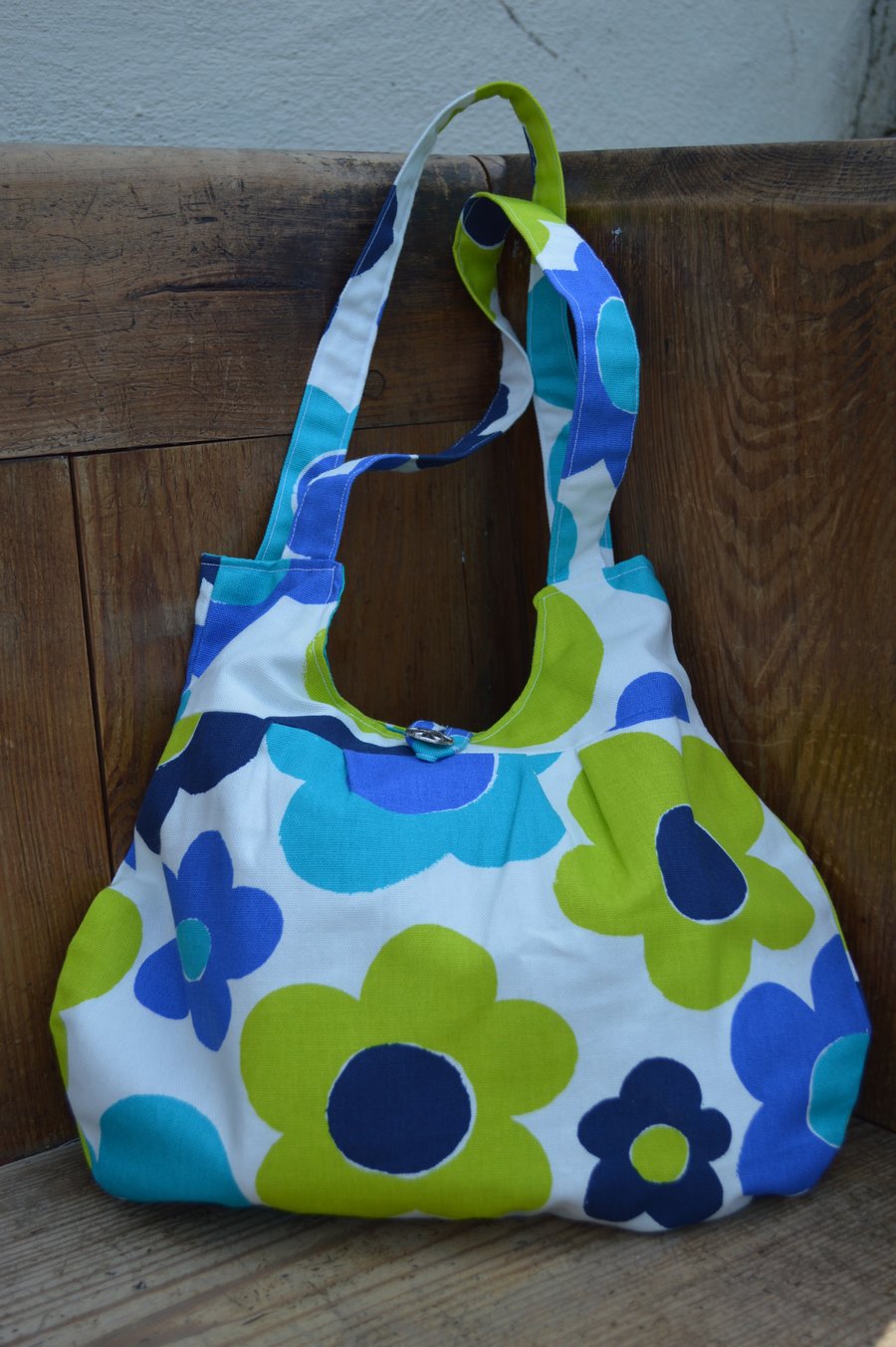 Blue and White lined bag