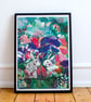 Rabbits A4 A3 Fine Art Print - Gift - For All - Present - Illustration - Art
