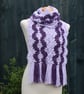 Crochet Stripey Scarf in Lilac and Purple Tweed - Image 1