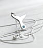 Fluke - Sterling Silver whale tail pendant with pale ocean blue stone - Image 3