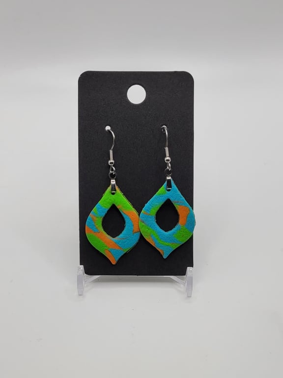 Handmade Polymer Clay Dangle Earrings, Colourful Artisan Boho Jewellery