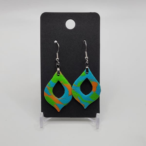 Handmade Polymer Clay Dangle Earrings, Colourful Artisan Boho Jewellery