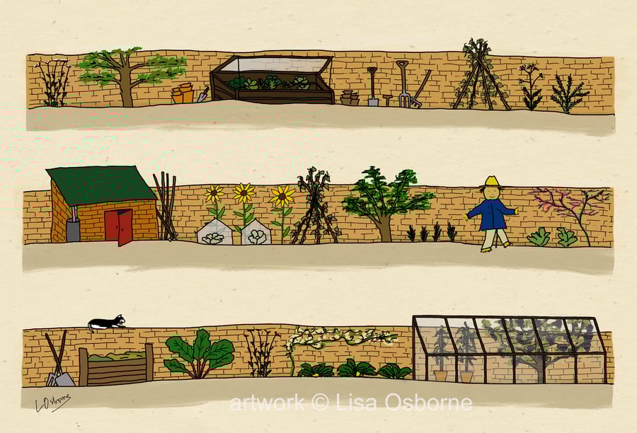 Walled garden - art print - gardening