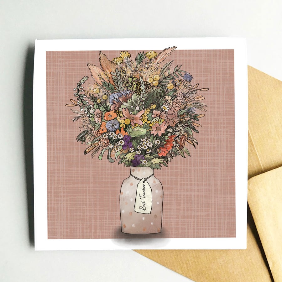 Personalised Thank You Summer Florals Greeting Card